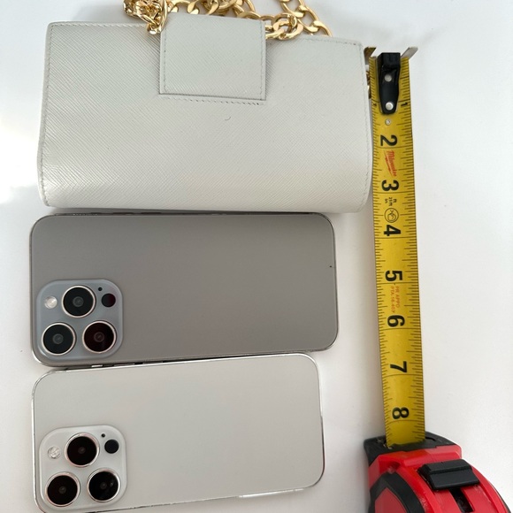 ๐ฏ PRADA Logo Off-White Saffiano Leather Bifold Wallet on Chain - Picture 12 of 13